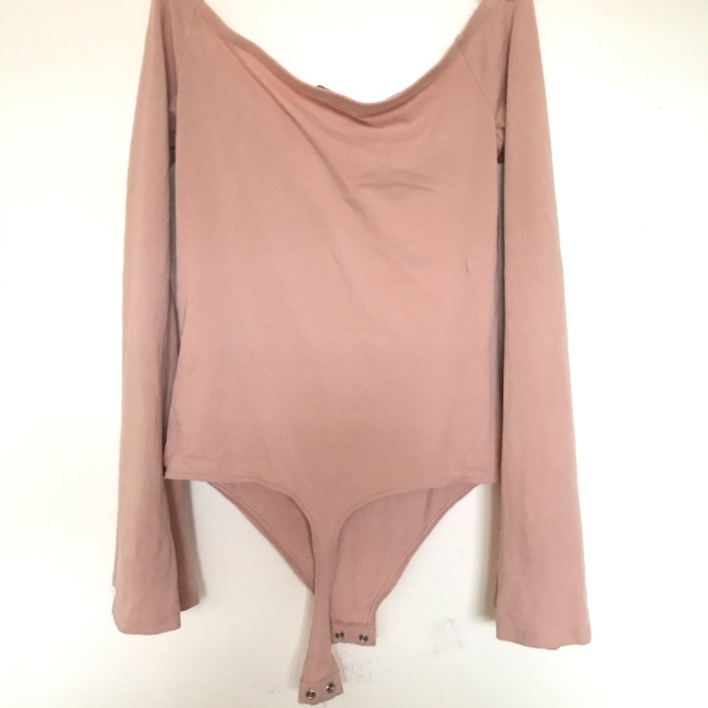 Nude Pink Bodysuit with Kimono Sleeves - Picture 6 of 6